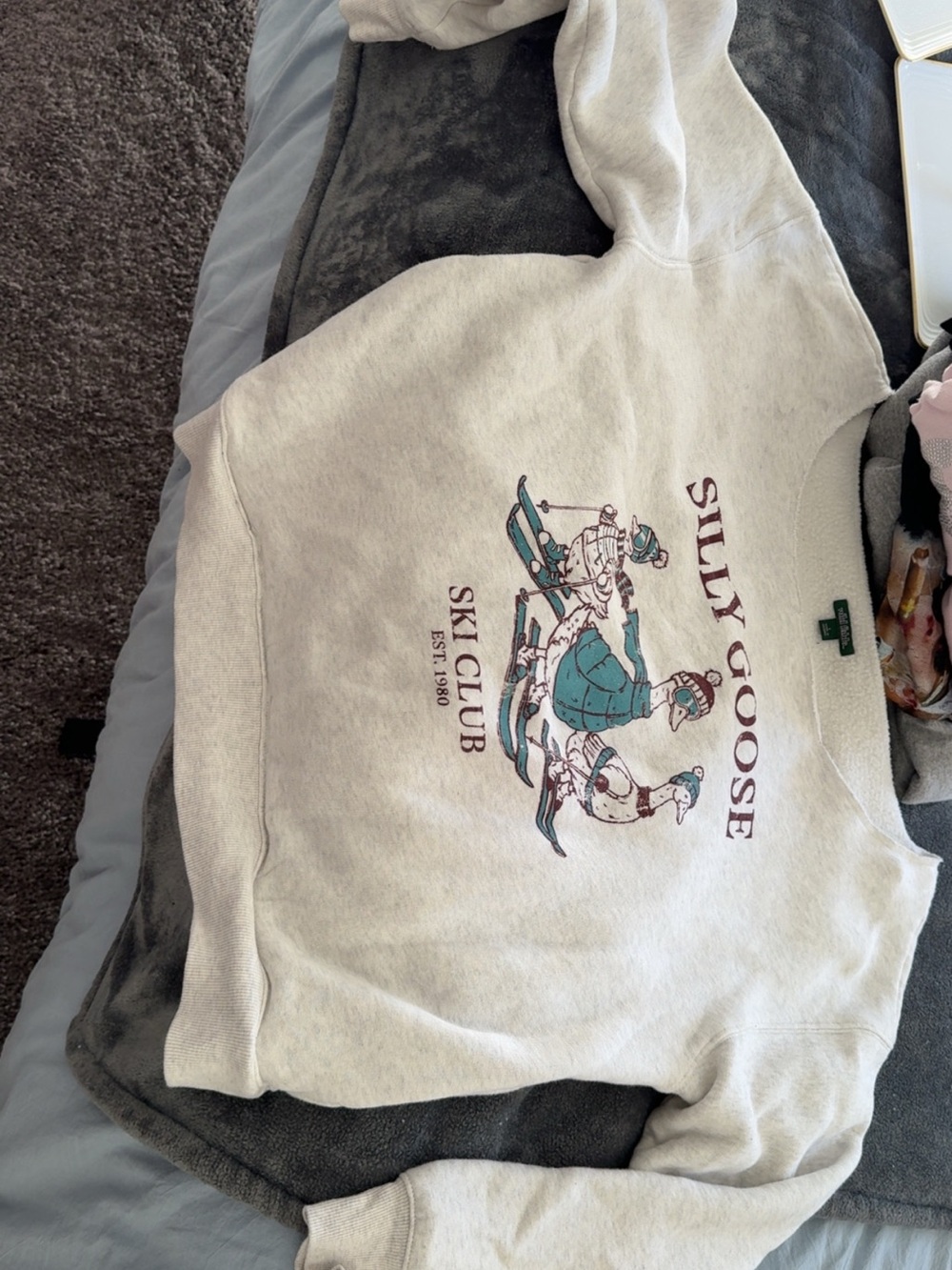 wild fable Cream Sherpa-Lined Pullover with Green Label